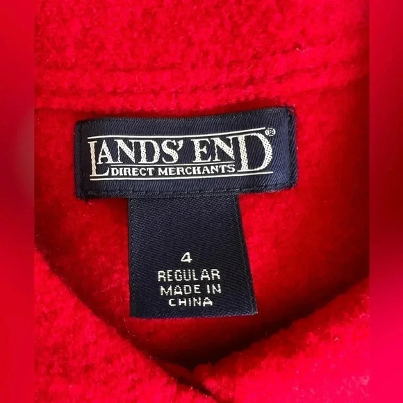Vintage Lands' End Boiled 100% Wool Button Front Coat Blazer Red Sz - Picture 5 of 9